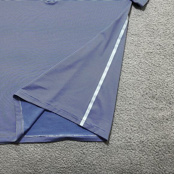 G Fore Polo Shirt Mens Large Blue Stripe Performance Stretch Golf Button - Picture 6 of 12